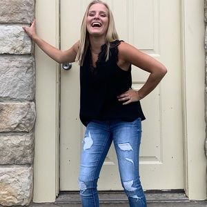 Black Frilly Lace Tank